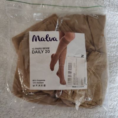 Malva 10 pairs lady's sheer knee hight stockings, Beige